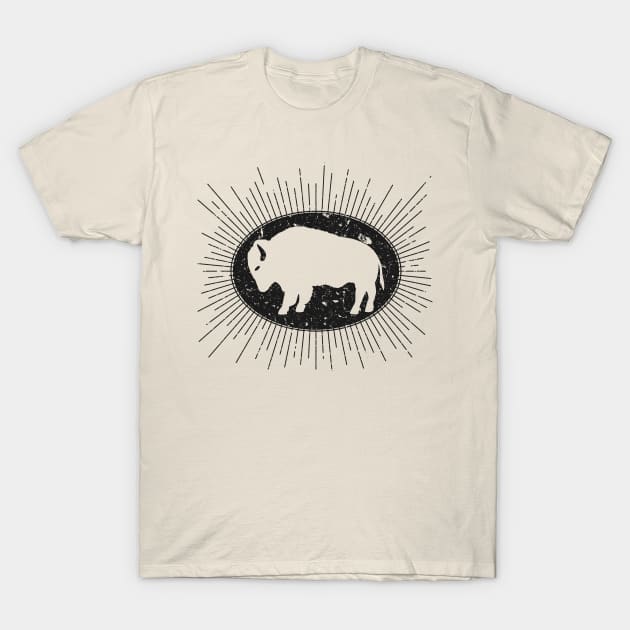 Vintage Distressed Buffalo Bison T-Shirt by Brobocop